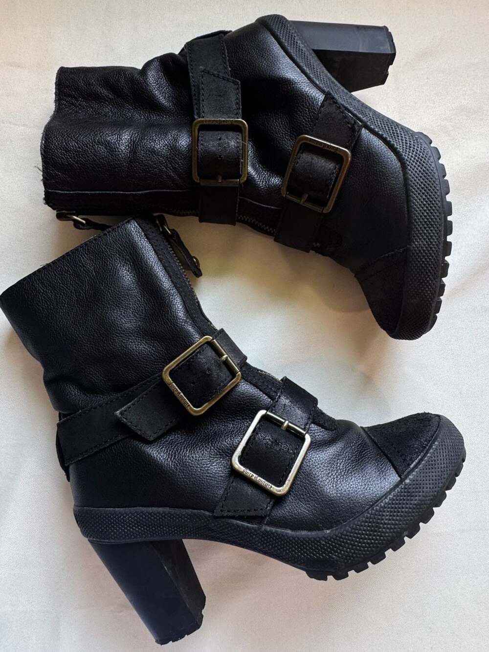 Juicy Couture Black Buckle Moto Heeled Ankle Boots Women’s Size 6